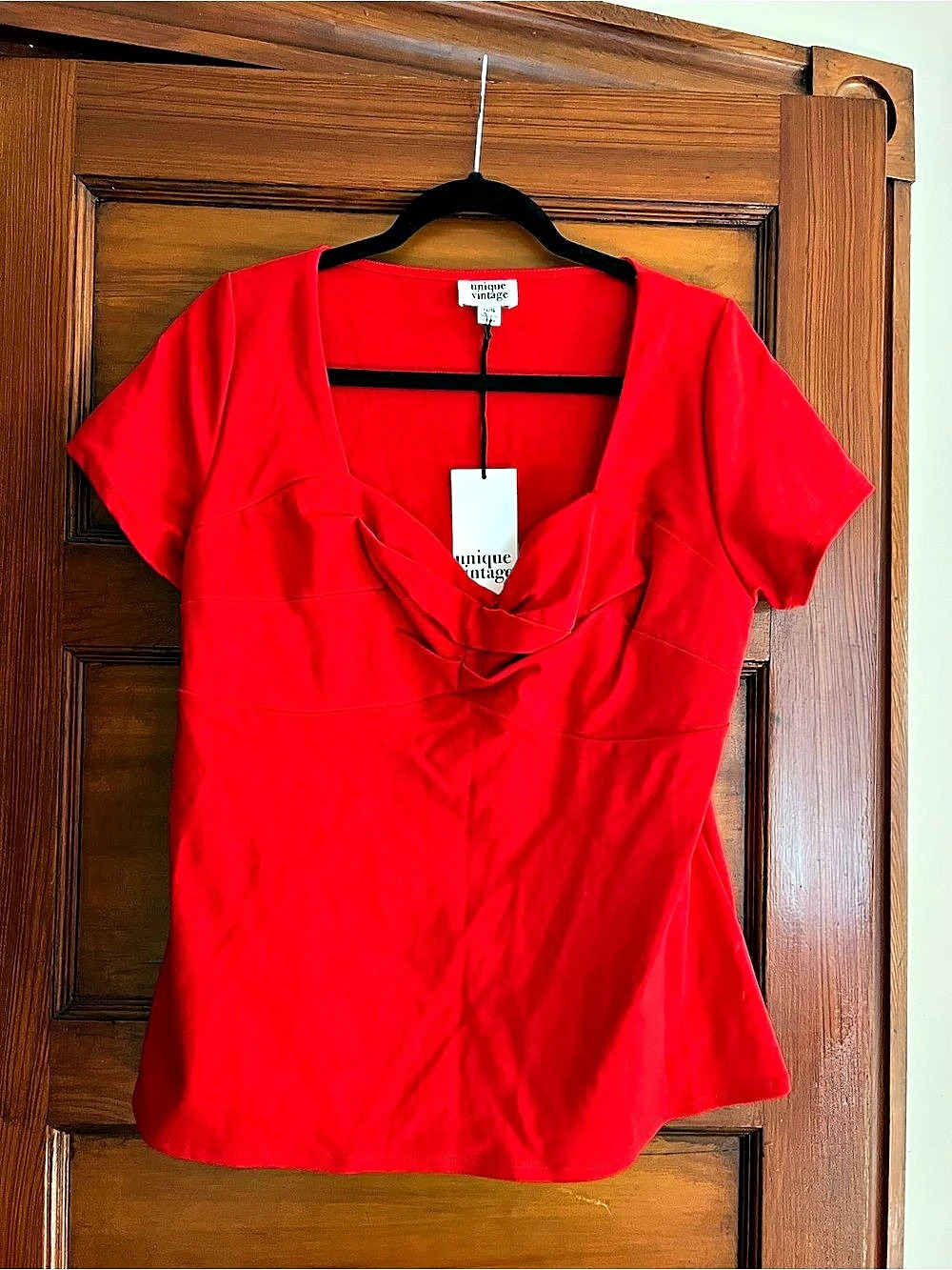 Unique Vintage Red Sweetheart Draped Bust Top 1X/16 NWT